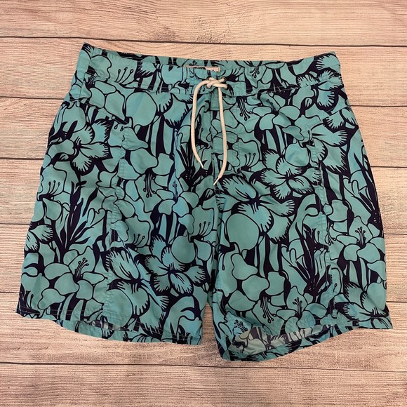 MENS TRUNKS SURF & SWIM BLUE TROPICAL HAWAIIAN BOARD SHORTS SIZE 36 - Picture 1 of 11